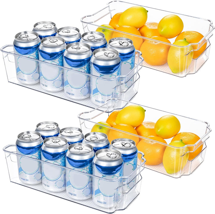 Kühlschrank-Organizer Set, transparent, stapelbar, für Dosen und Obst, Kunststoff, 4-teilig.
