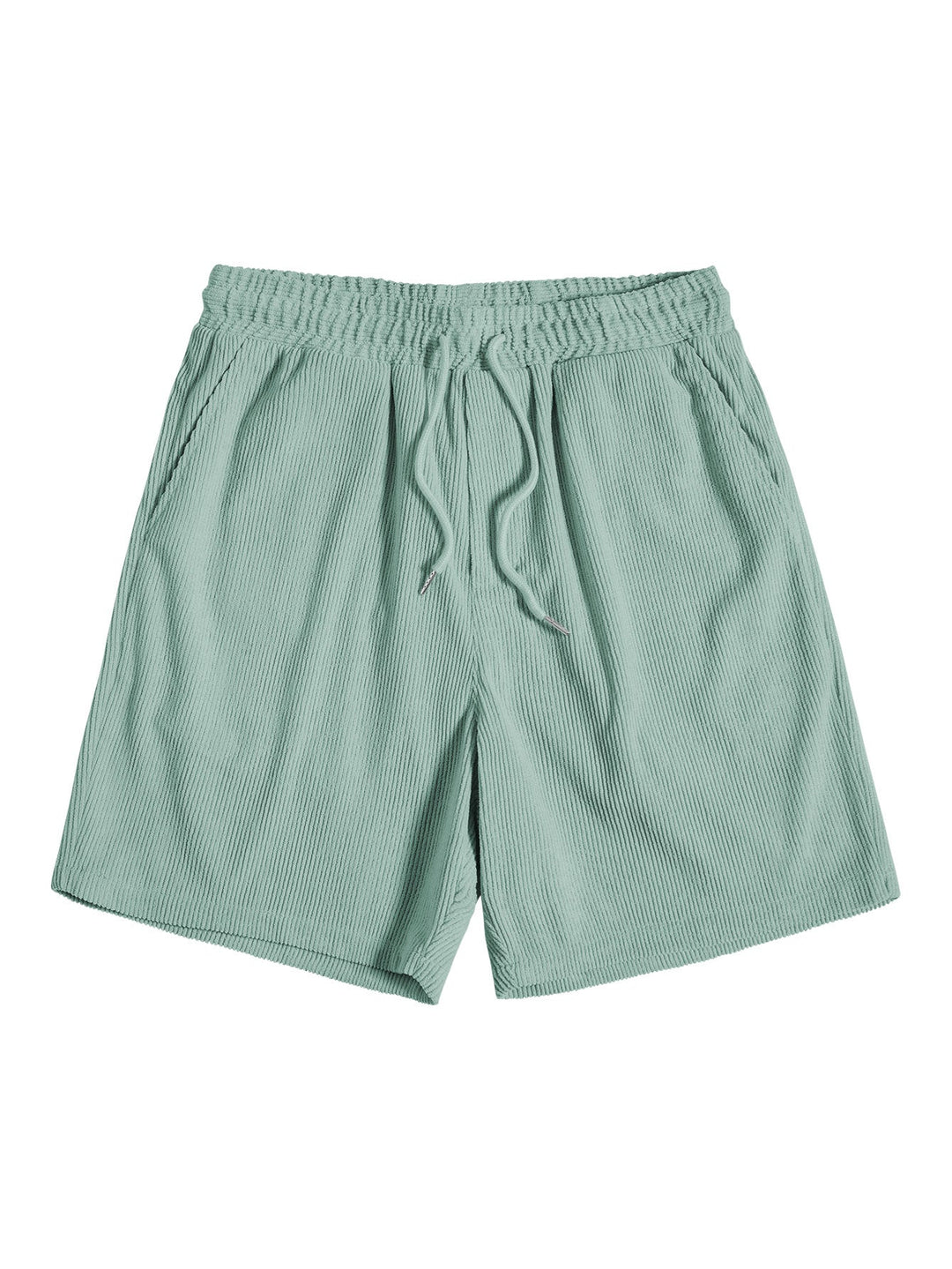 Grüne Herren-Badeshorts, gerippt, mit Kordelzug, Sommermode, bequem, atmungsaktiv.