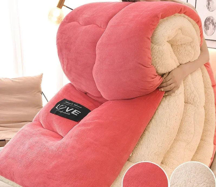 Rosa Plüschdecke, doppelseitig, weich, warm, für Sofa oder Bett, gemütlich, dekorativ.