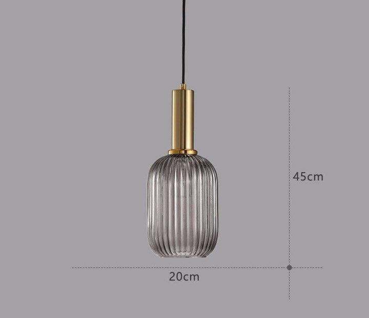 Graue Glas-Hängelampe, dänisches Design, 45cm, modernes Interieur, goldene Fassung.