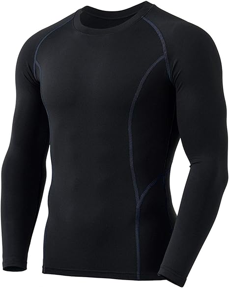 Schwarzes langärmeliges Kompressionsshirt für Herren, atmungsaktiv, Sportbekleidung.
