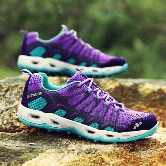Lila Outdoor-Schuhe, atmungsaktiv, rutschfest, ideal für Wandern, Damen, Herren, Sport, Freizeit.