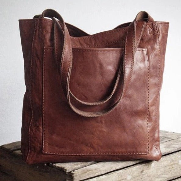Braune Ledertasche, Umhängetasche, handgefertigt, modisch, robust, für Damen, Alltagsgebrauch.