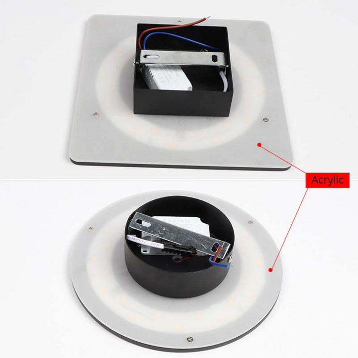 Quadratische LED-Deckenleuchte, Acryl, modern, energiesparend, für Innenräume.
