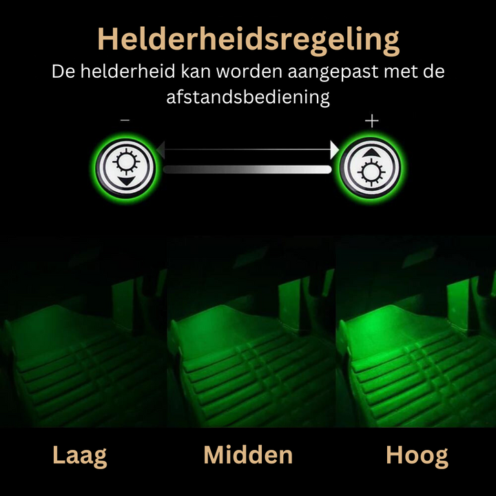 Grüne LED-Innenbeleuchtung mit Helligkeitsregelung, Fernbedienung, Autozubehör.