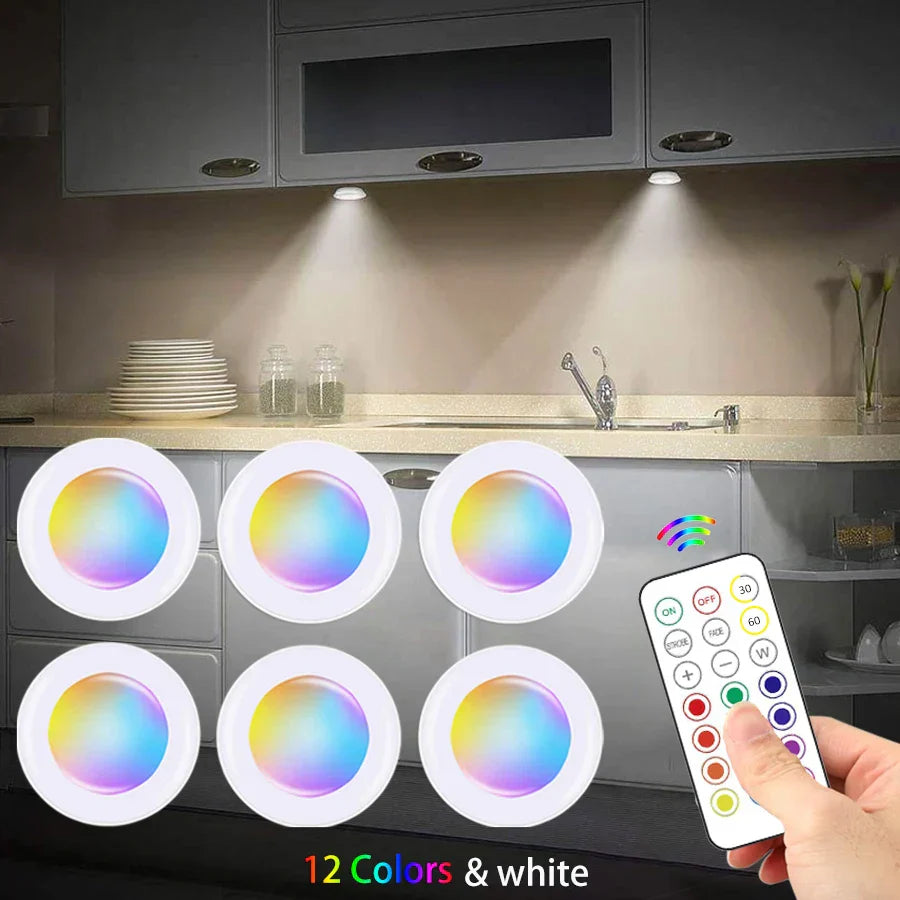 LED-Unterbauleuchten mit Fernbedienung, 12 Farben, dimmbar, batteriebetrieben, Küche.