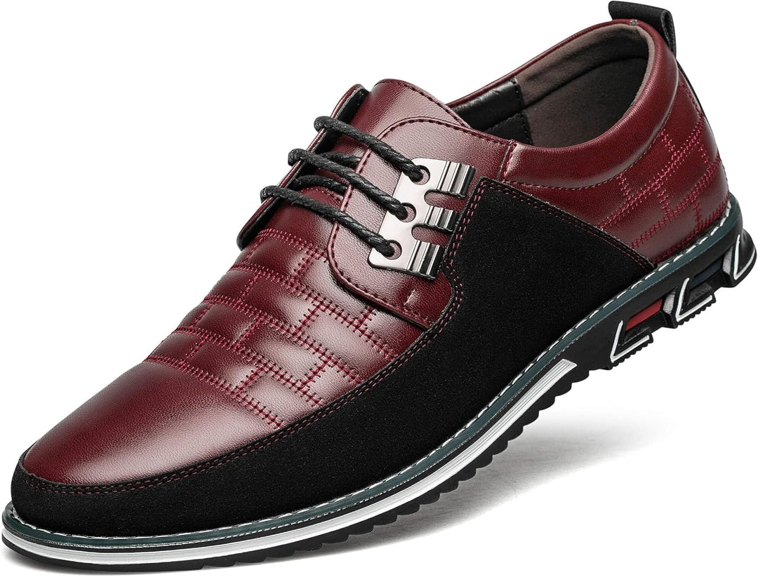 Herren Lederschuhe, rot-schwarz, Schnürschuhe, rutschfeste Sohle, elegantes Design