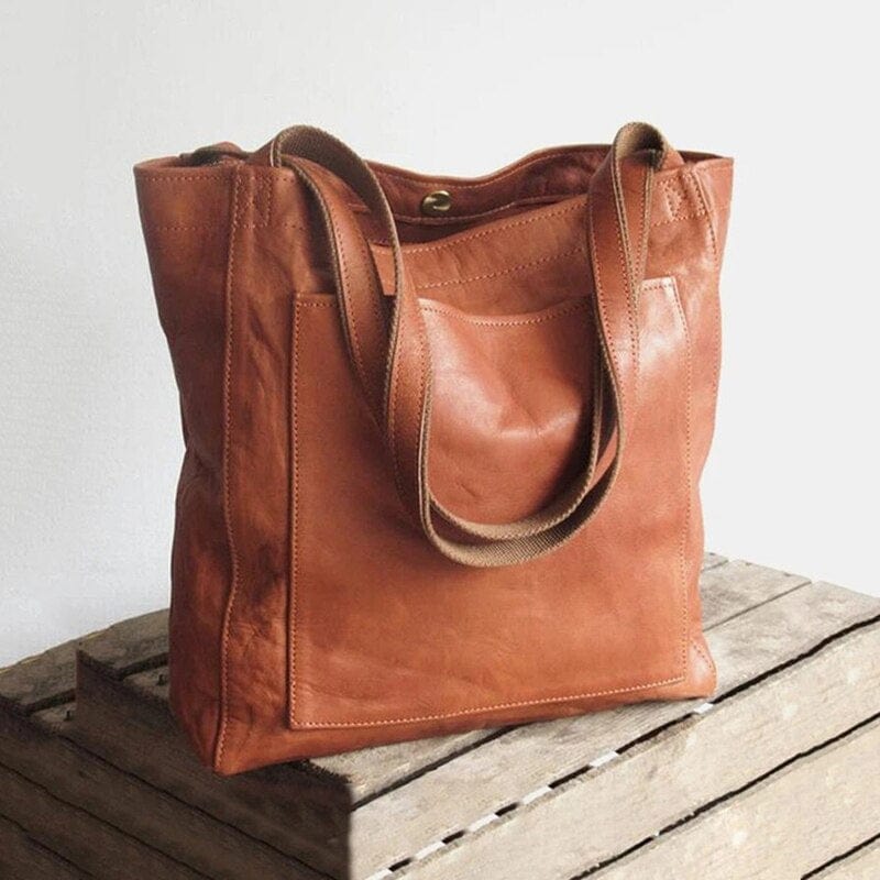 Braune Ledertasche, langlebig, modisch, Tragetasche, hochwertig, zeitloses Design.