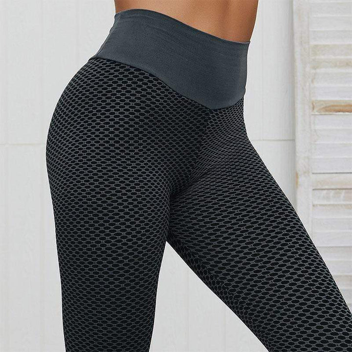 Damen Anti-Cellulite Leggings, schwarz, figurformend, hoher Bund, Sportbekleidung.