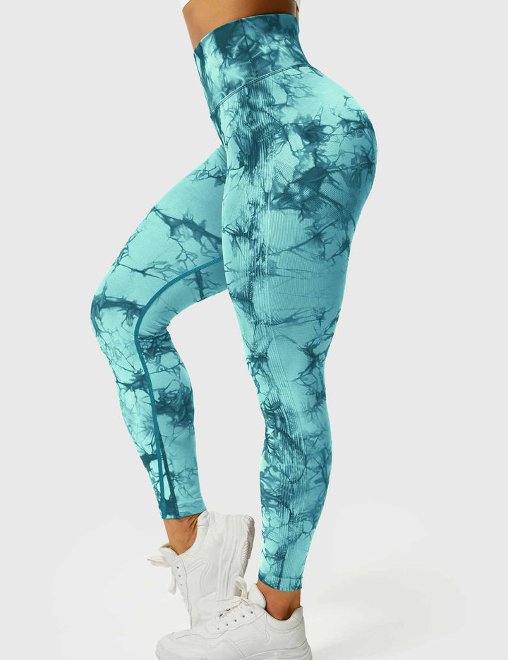 Damen Leggings Cyanblau, hoher Bund, Sportbekleidung, elastisch, bequem, modisch.