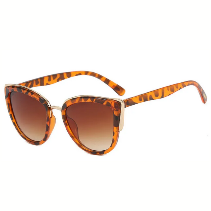 Sonnenbrille Damen, Leopardenmuster, braune Gläser, modisch, UV-Schutz, Accessoire.