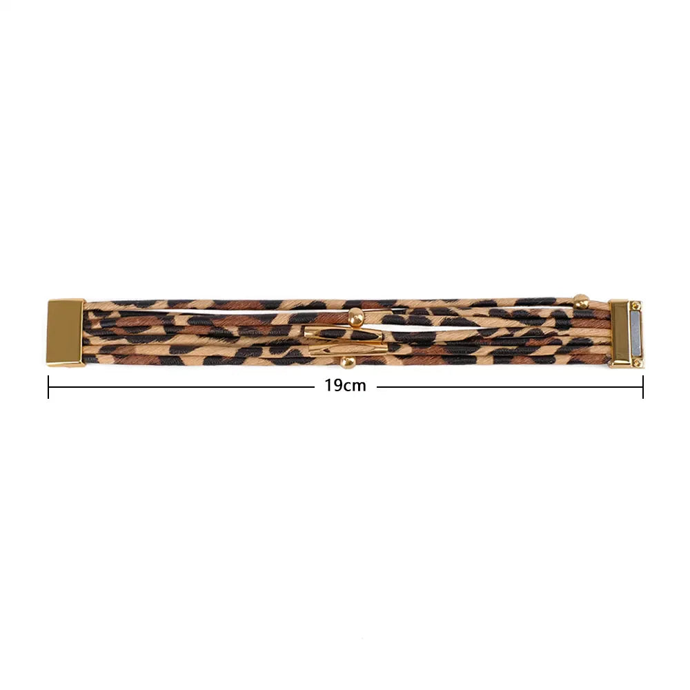Leopardenmuster Armband, 19cm, goldene Verschlüsse, modisches Accessoire, Damen Schmuck.