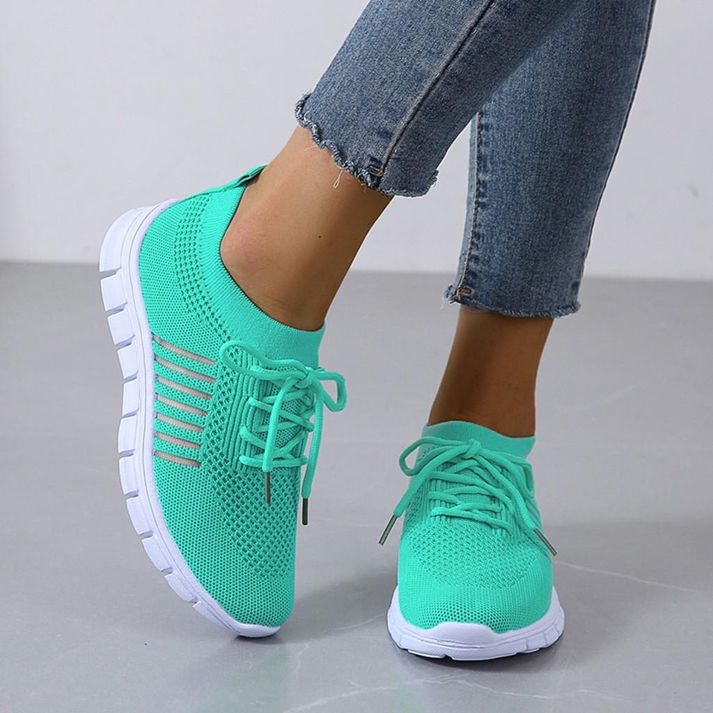 Damen-Turnschuhe, türkis, atmungsaktiv, rutschfeste Sohle, Freizeitmode, Sportbekleidung.