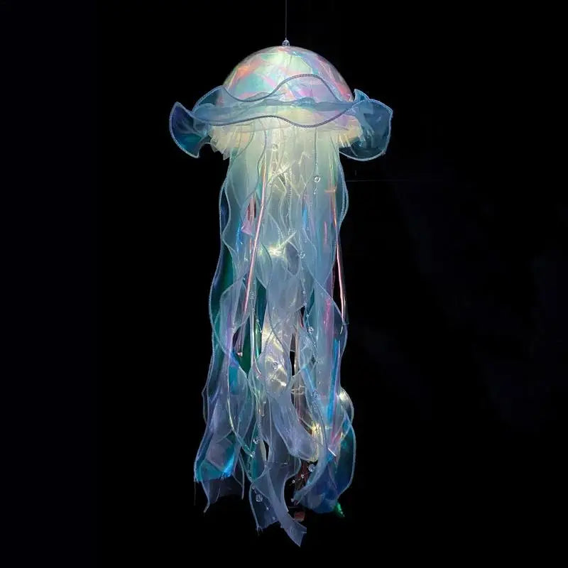 Leuchtende Quallenlampe, blau, transparent, LED-Dekoration, hängend, für Wohnzimmer.