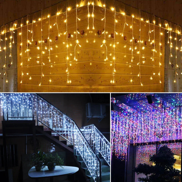 LED-Lichterketten, warmweiß und bunt, für Innen- und Außendekoration, Weihnachtsbeleuchtung.