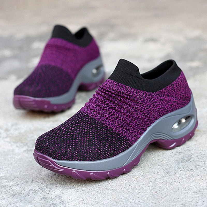 Lila Damen-Walkingschuhe, bequem, atmungsaktiv, rutschfest, ideal für Outdoor-Aktivitäten.