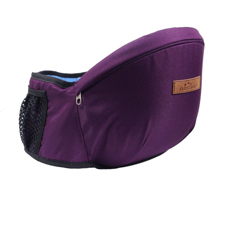 Lila Babytrage Hüftsitz, ergonomisch, atmungsaktiv, für Kleinkinder, verstellbar.