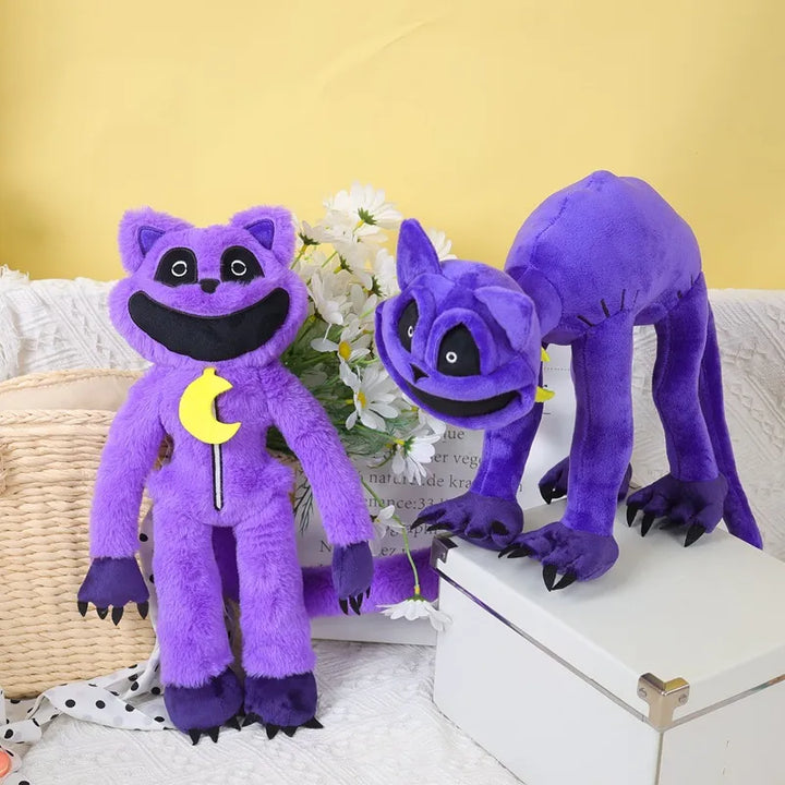 Lila Plüschkatzen-Spielzeug, Mondanhänger, weiches Material, Kinderzimmer-Dekoration
