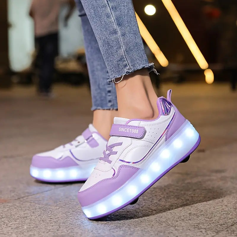 Lila LED-Sneaker für Damen, leuchtende Sohlen, Freizeitmode, Straßenschuhe, Nachtbeleuchtung