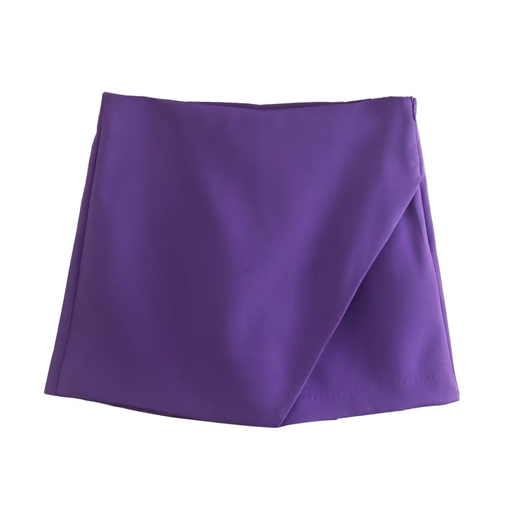 Lila Minirock Damen, asymmetrisch, elegant, Polyester, modisch, Freizeitkleidung, Sommer.