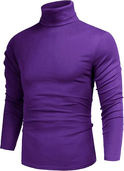 Lila Rollkragenpullover, langärmelig, Herrenmode, Baumwolle, elegant, warm, Winterkleidung.