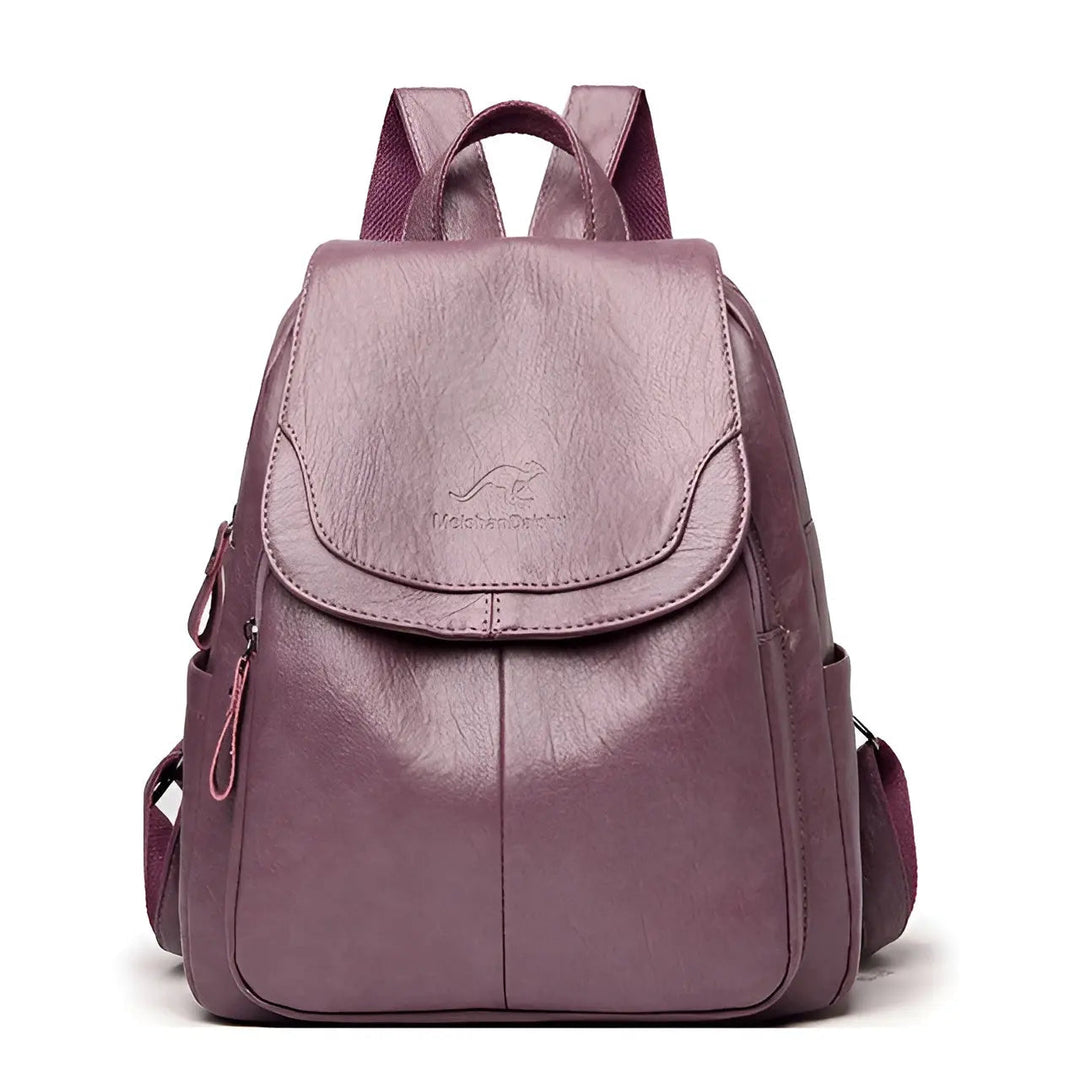 Lila Damenrucksack aus Leder, modisch, vielseitig, ideal für Alltag und Reisen.