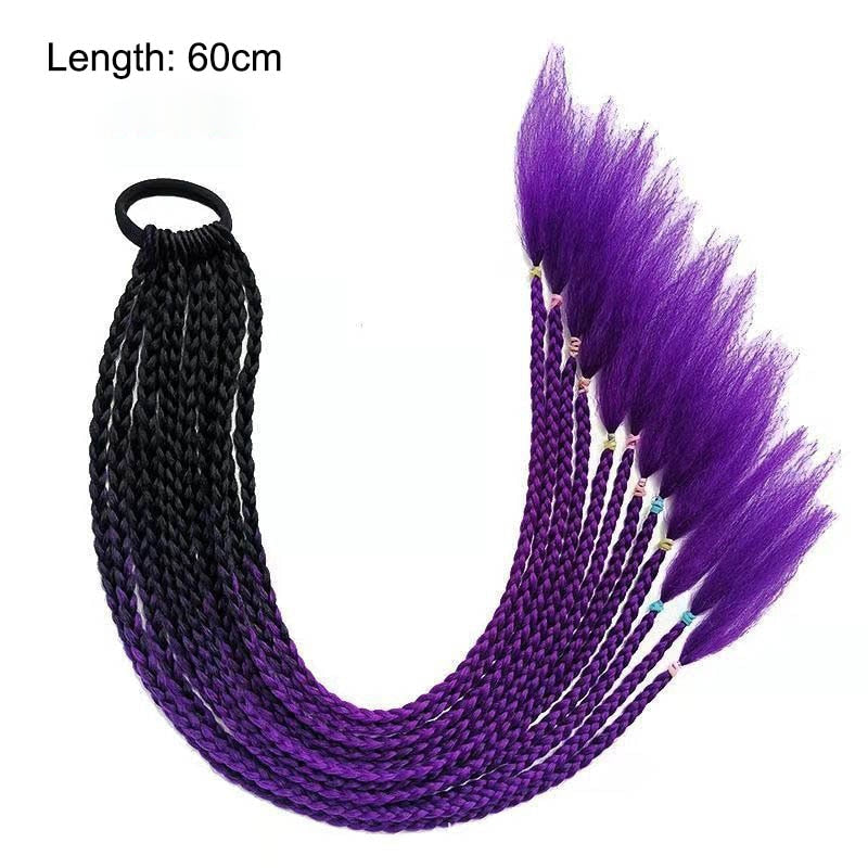 Lila Ombre Kunsthaar Zöpfe, 60cm, synthetische Haarverlängerung, Flechtfrisur Zubehör