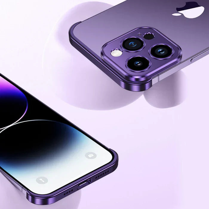 Lila iPhone 14 Pro, Rück- und Vorderseite, moderne Smartphone-Technologie, Apple-Design.