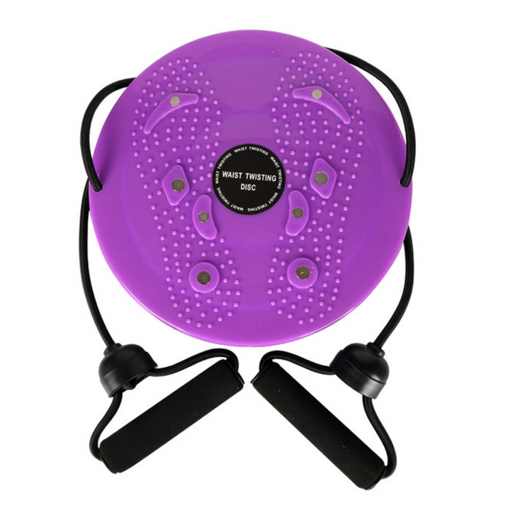Lila Taillen-Twist-Disc mit Widerstandsbändern, Fitnessgerät für Bauchtraining.