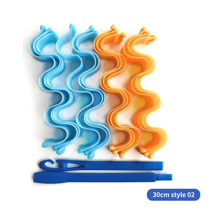 Blau-orange Lockenwickler Set, 30cm, Kunststoff, Haarstyling, wiederverwendbar, 12 Stück