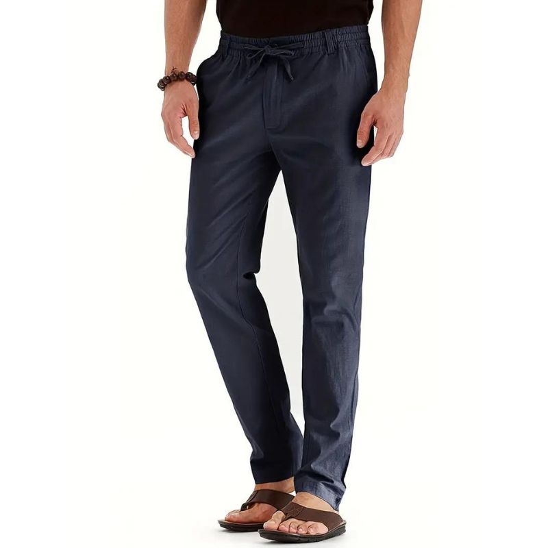Dunkelblaue Herren-Lose-Fit-Hose mit elastischem Bund, ideal für Freizeitkleidung.