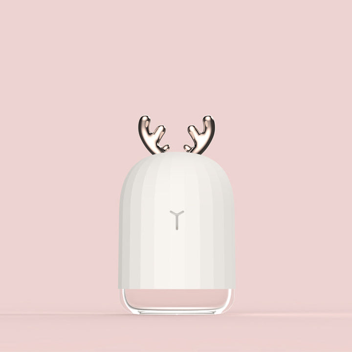 Weißer 220ML Ultraschall-Luftbefeuchter mit Geweih, Aroma-Diffuser für Zuhause, USB-Anschluss.