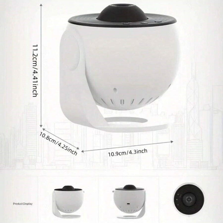 Weiße LED-Tischlampe, modern, rund, 11 cm hoch, für Büro oder Wohnzimmer.
