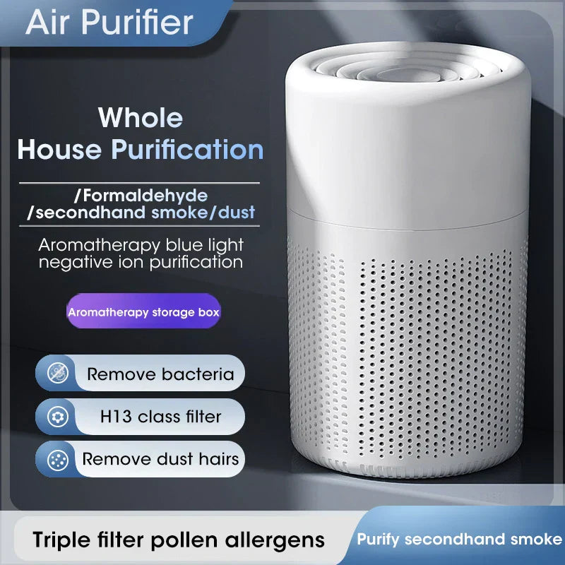 Weißer Luftreiniger mit HEPA-Filter, Aromatherapie, entfernt Bakterien, Staub, Rauch.