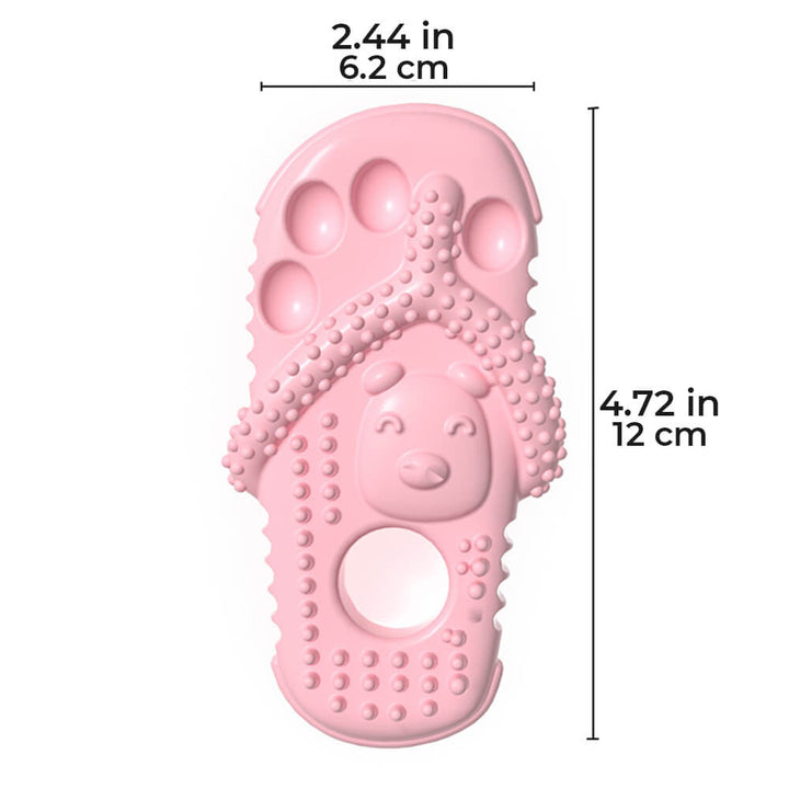 Rosa Hundekauspielzeug in Pantoffelform, wasserdicht, bissfest, zahnreinigend, 12 cm.
