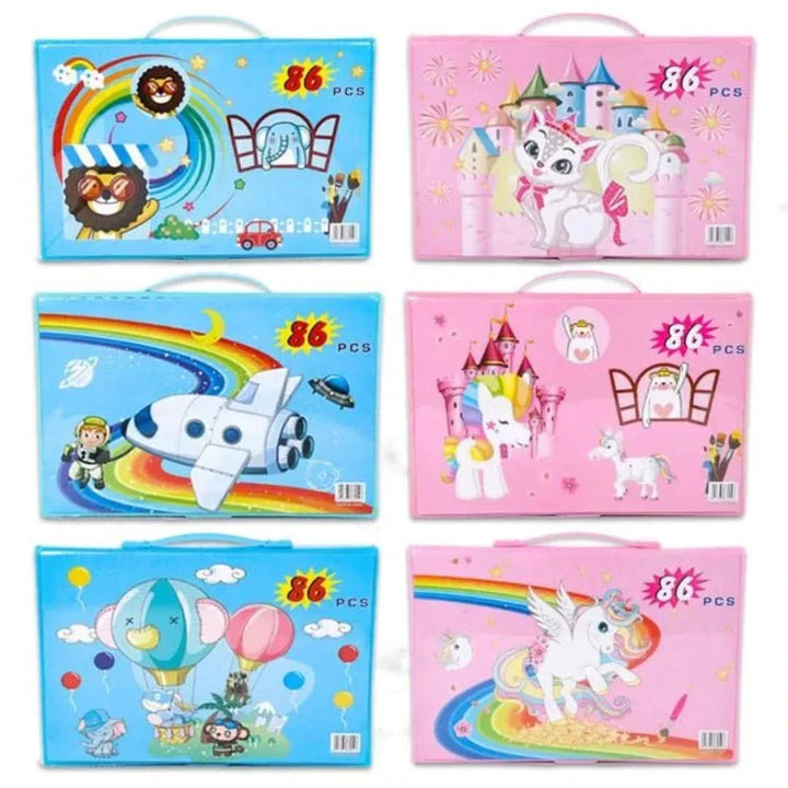 6-v-1 Kreativní set s dvojitým stojanem – Kreslící taška pro děti od 5 let