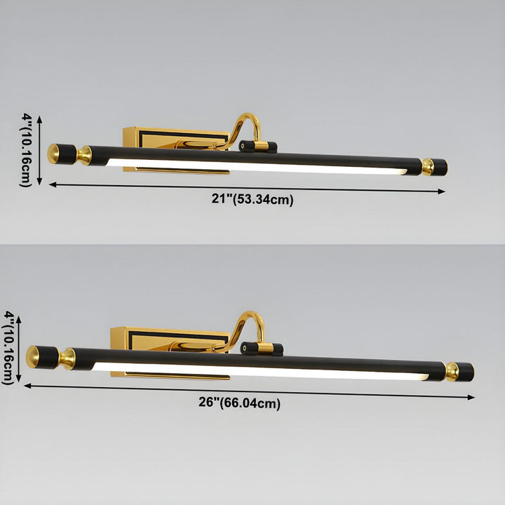 Luxuriöse goldene Spiegelleuchte, modern, LED, schwarz-gold, Wandmontage, Badezimmerbeleuchtung.