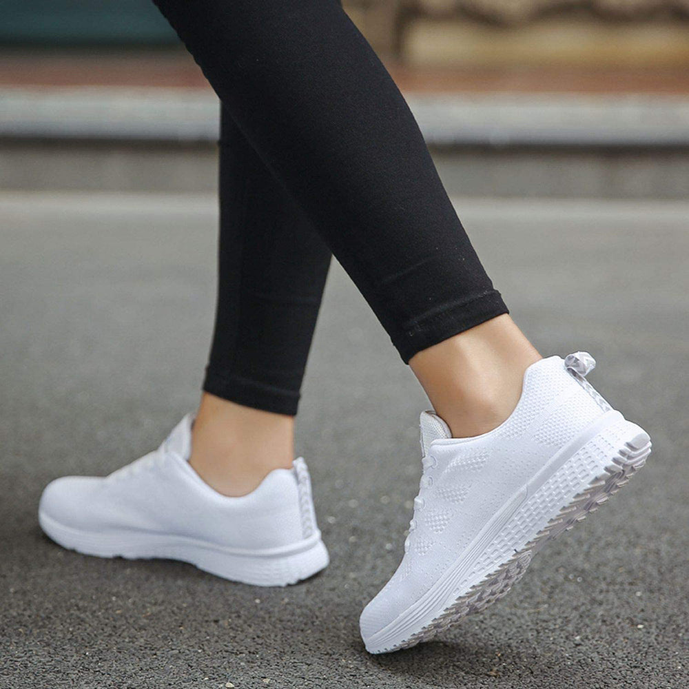 Weiße Damen-Sneaker, atmungsaktiv, bequem, für Laufen, Sport, Freizeit, Straße.