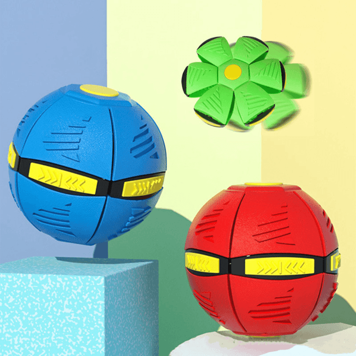 Bunte fliegende Untertassen-Bälle, rot und blau, für Hunde, interaktives Spielzeug.