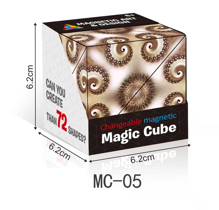 Magischer Würfel MC-05, 6,2 cm, magnetisch, wechselbar, geometrische Muster, Puzzle-Spielzeug.