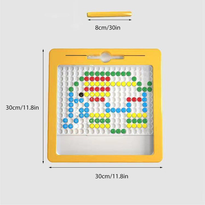 Magnetisches Mosaikspielzeug, gelber Rahmen, bunte Perlen, 30x30cm, Kinder Lernspielzeug