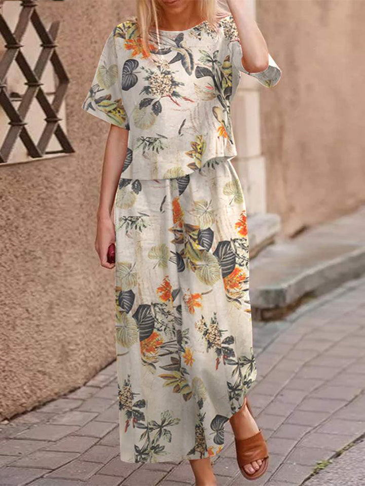 Vzdušný dvoudílný letní komplet z bavlny s lichotivým střihem – Boho set Zephyra