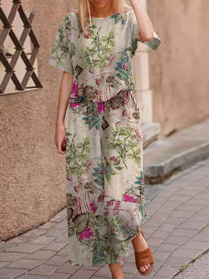 Vzdušný dvoudílný letní komplet z bavlny s lichotivým střihem – Boho set Zephyra