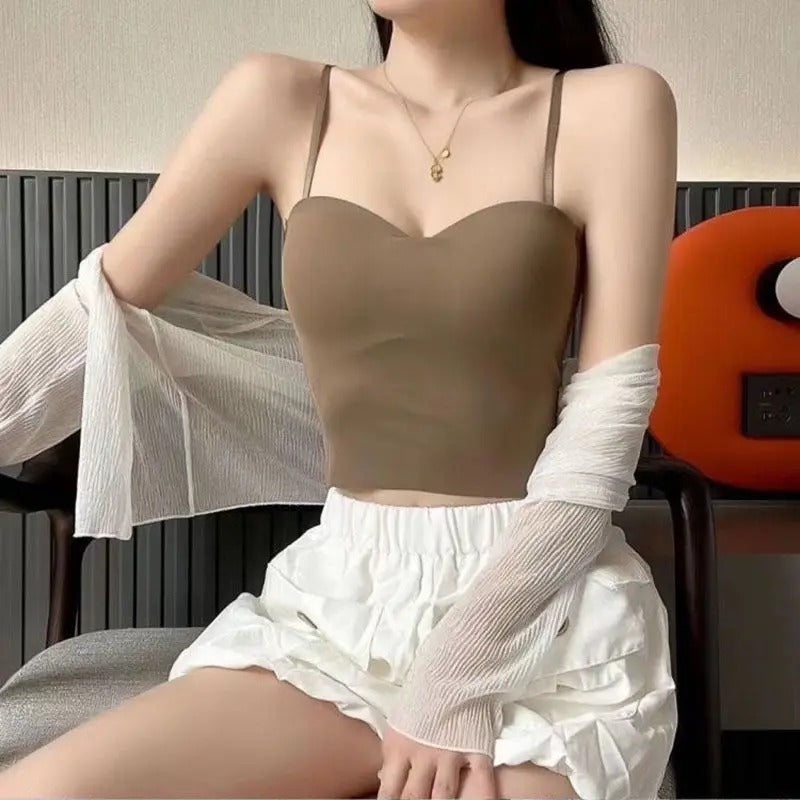 Sada 4 lehkých topů s vestavěnou bandeau podprsenkou - Tiana