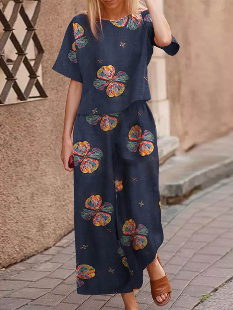 Vzdušný dvoudílný letní komplet z bavlny s lichotivým střihem – Boho set Zephyra