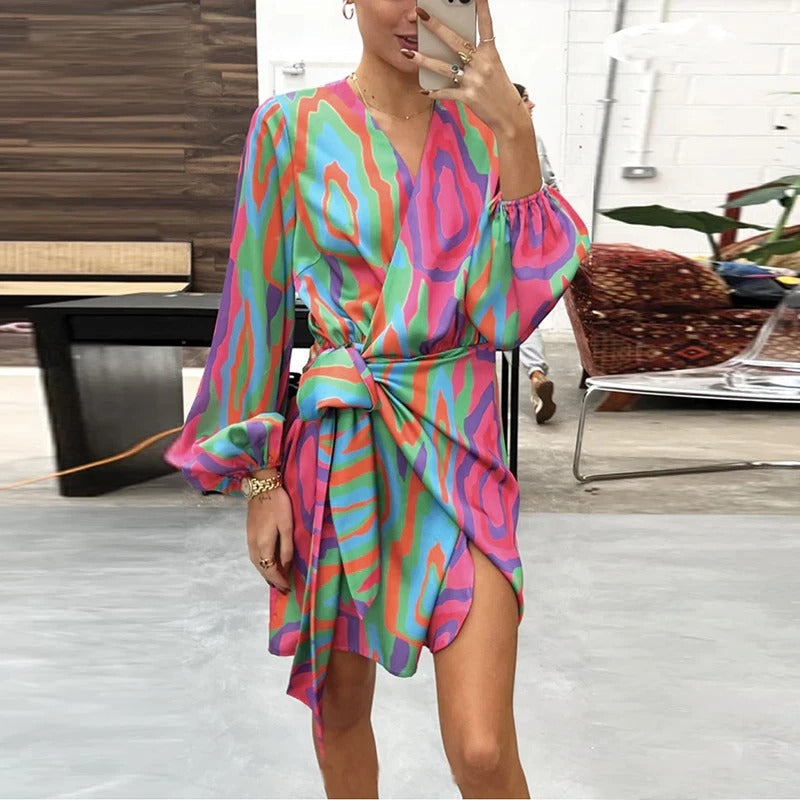 Elegant vzorované podzimní šaty – Elodie