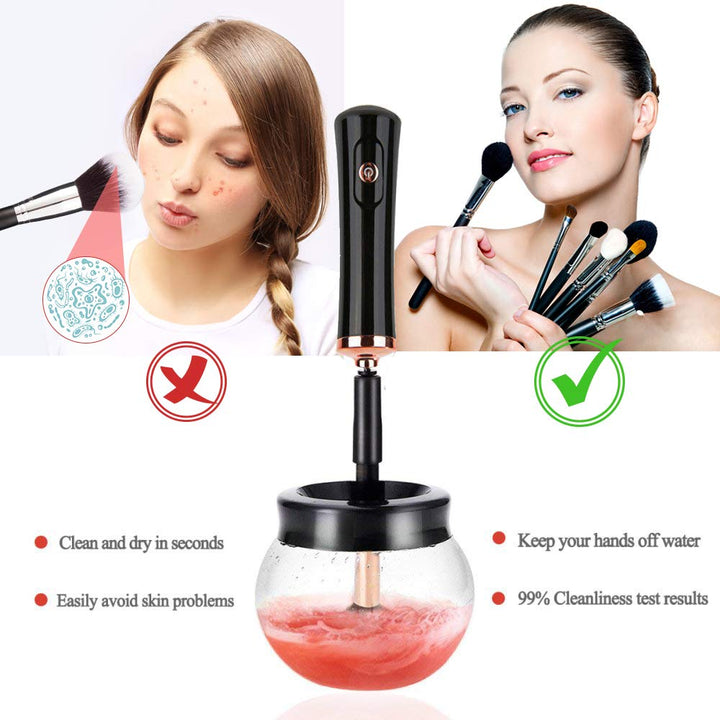 Elektrischer Make-up-Pinselreiniger, schwarz, schnell trocknend, hygienisch, einfach zu bedienen.