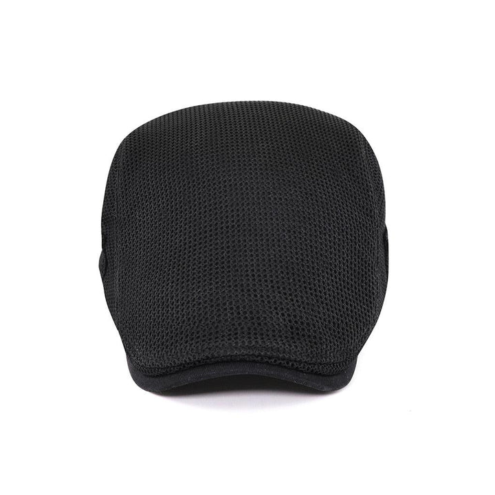 Schwarze Herren-Schiebermütze aus Baumwolle, atmungsaktives Mesh-Design, modisch und lässig.