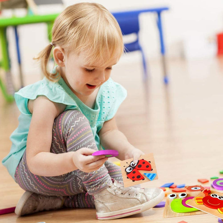 Montessori dřevěné vzdělávací puzzle – Barevná radost (1+1 zdarma)