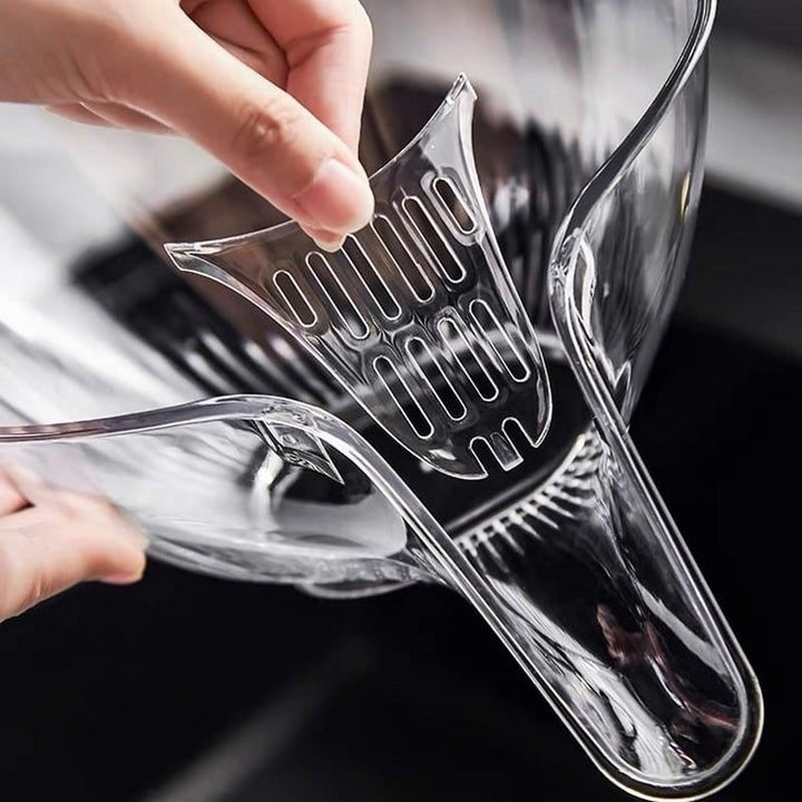 Transparenter Kunststoff-Multidrain, Küchenhelfer, Sieb, Abtropffunktion, modern, ergonomisch.